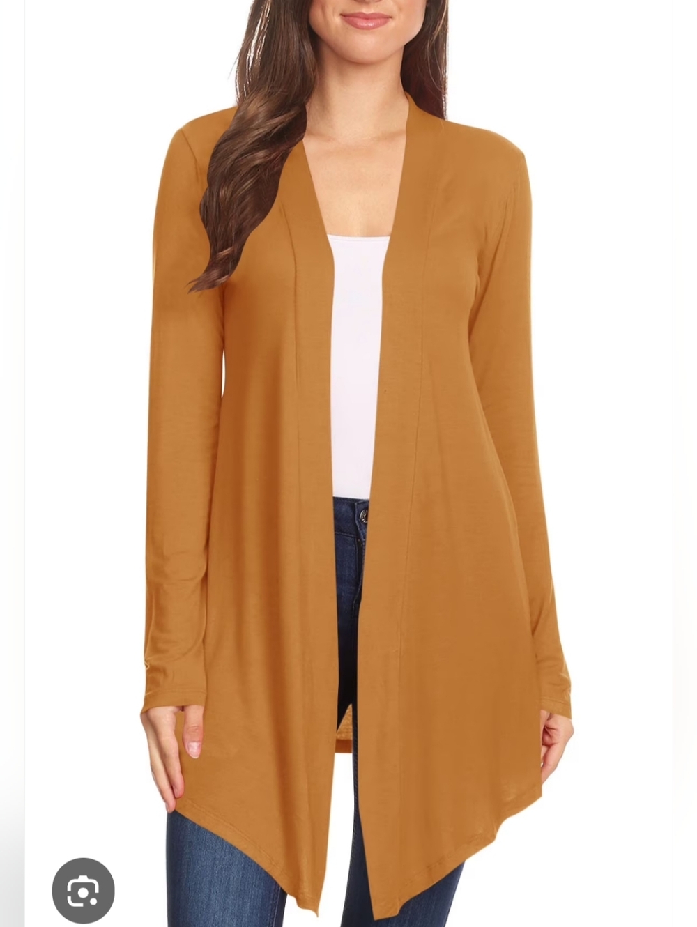 Jonden Lightweight Open Front Cardigan in Camel